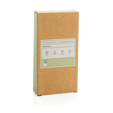 Лого трейд бизнес-подарки фото: Настольный вентилятор Aervina RCS из переработанного пластика с возможностью подзарядки