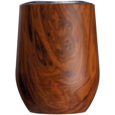 Logotrade profilreklam bild: Rostfri mugg med trälook BRIGHTON 380 ml